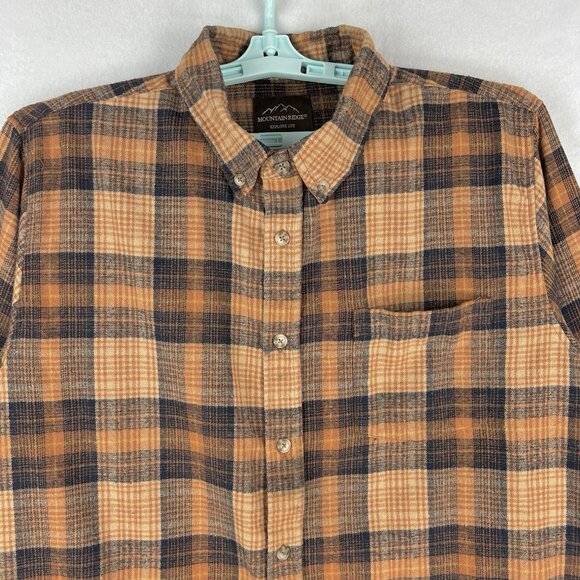 Mountain Ridge Explore Life Men's Long Sleeve Orange Navy Plaid Shirt XL Buttons - Picture 3 of 9